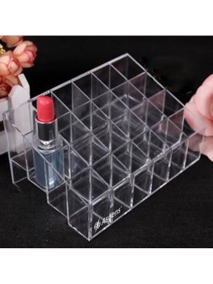 Asgens Clear Acrylic Trapezoid Lipstick Holder 24 Square Makeup Cosmetic Storage Display Stand Organizer