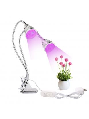 Dual Head LED Plant Grow Lights, Asgens 10W Desk Clip Lamp Lights with 360 Degree Flexible Gooseneck, Double on/off Swit