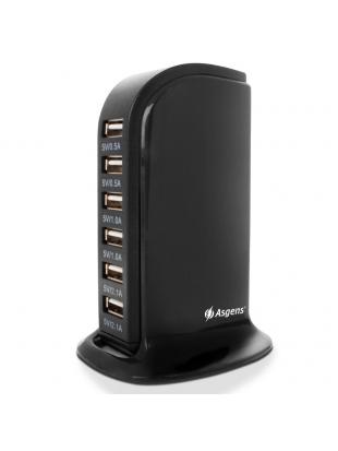 Multiple USB Wall Charger, Asgens 6 Ports USB Charging Station Power Adapter For iPhone, iPad, Samsung, HTC, Speaker and