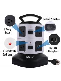 Power Strip Asgens 7-Outlet Surge Protector with 2 USB Charging Ports Station 10 Feet Heavy Duty Extension Cord Overload