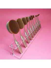 Asgens Acrylic Oval Makeup Brush Storage Organizer 10 Lattices Cosmetic Display Shelf (Clear)