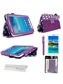 Asgens Polka Dot Hot Flip PU Leather Case Cover for Samsung Galaxy Tab 3 7.0 P3200 / P3210 / T210 / T211 & Stylus Pen & 