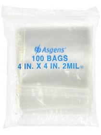 Asgens 100 CLEAR Reclosable Zipper Bag 2 mil.thick. 4