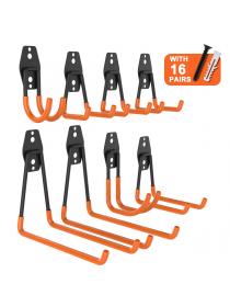 Asgens 8 Pieces Garage Storage Utility Double Hooks, Multi-size Heavy Duty Steel Garage Storage Utility U Hooks L Hooks 