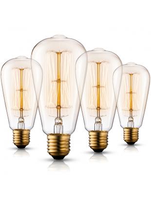 Asgens 4X ST64 Edison Filament Bulb E27 25W - Wootly Vintage - Squirrel Cage Filament - Retro old fashioned - Industry -