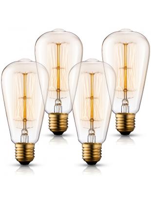 Asgens 4X ST64 Edison Filament Bulb E27 40W - Wootly Vintage - Squirrel Cage Filament - Retro old fashioned - Industry -
