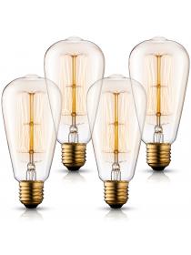 Asgens 4X ST64 Edison Filament Bulb E27 Base 60W - Wootly Vintage - Squirrel Cage Filament - Retr...